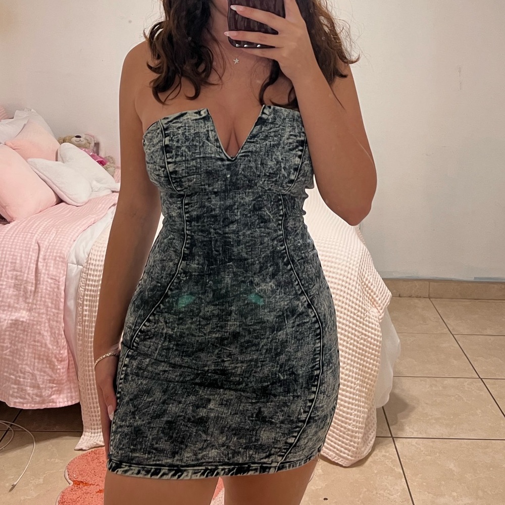 Denim Strapless Dress